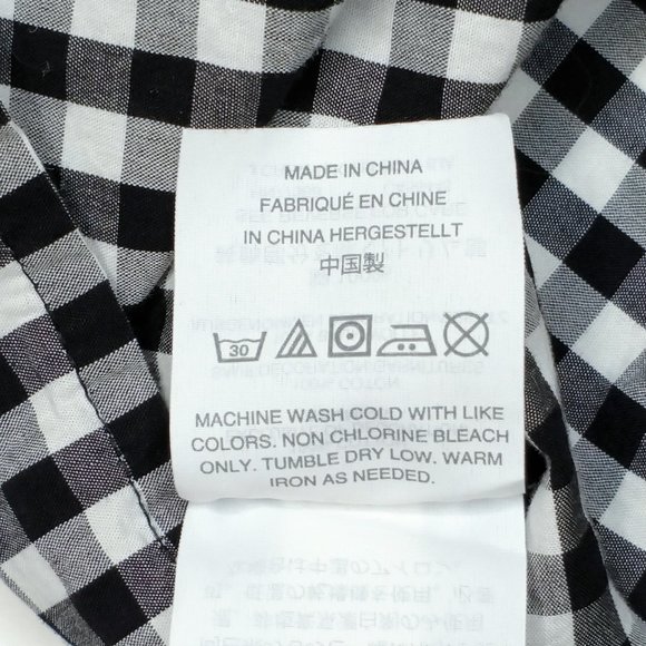 Madewell Smocked Gingham Top XXS Rainbow Stitching Tassel Belt Balloon Sleeve - Picture 4 of 8